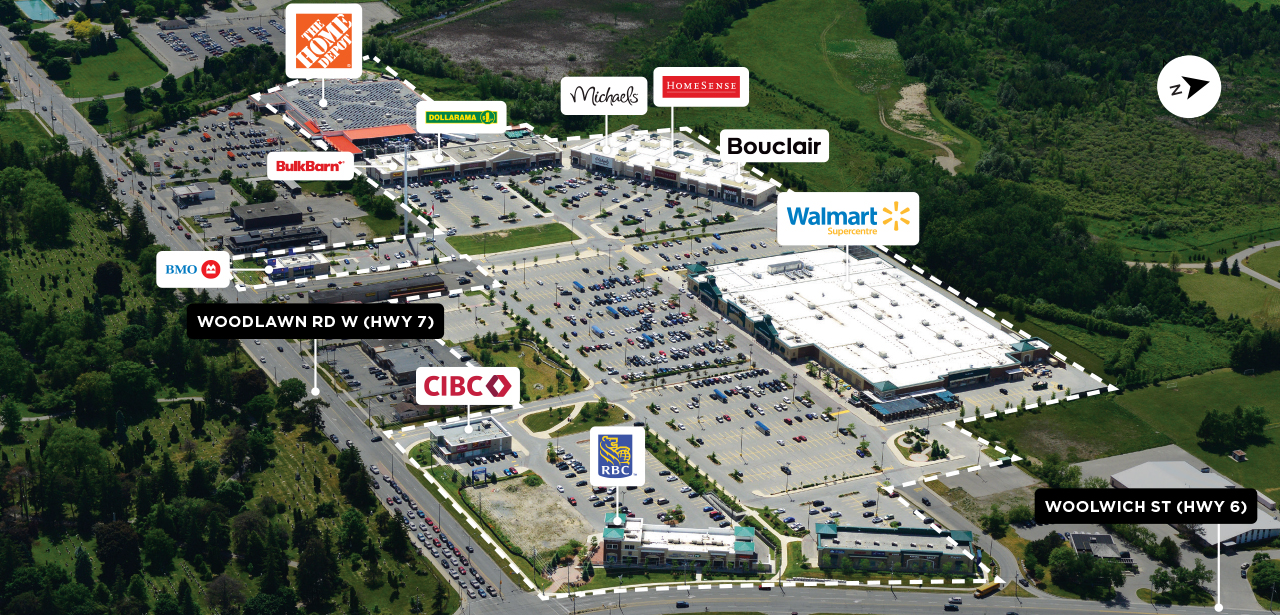 SmartCentres Guelph property map showing highway acessibility