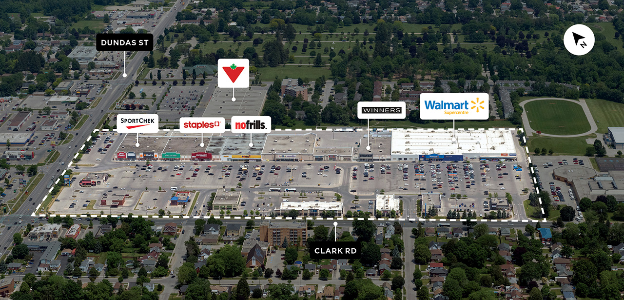 SmartCentres London East property map detailing affordable retail stores