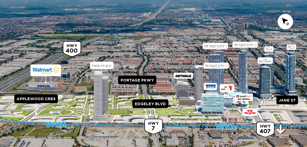 Property map of the masterplanned SmartVMC community showcasing highway and transit connectivity